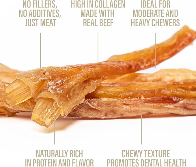 Chewer's Joy Beef Tendons 5–6" (4oz) – Natural Dog Treats – Single Ingredient Long-Lasting Chews, High Protein