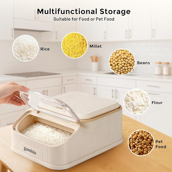 15lbs Dog Food Storage Container - First-in, First-out Easy Dispense Base for Freshness, Cat Food Storage Containers with Transparent Lid and Scoop