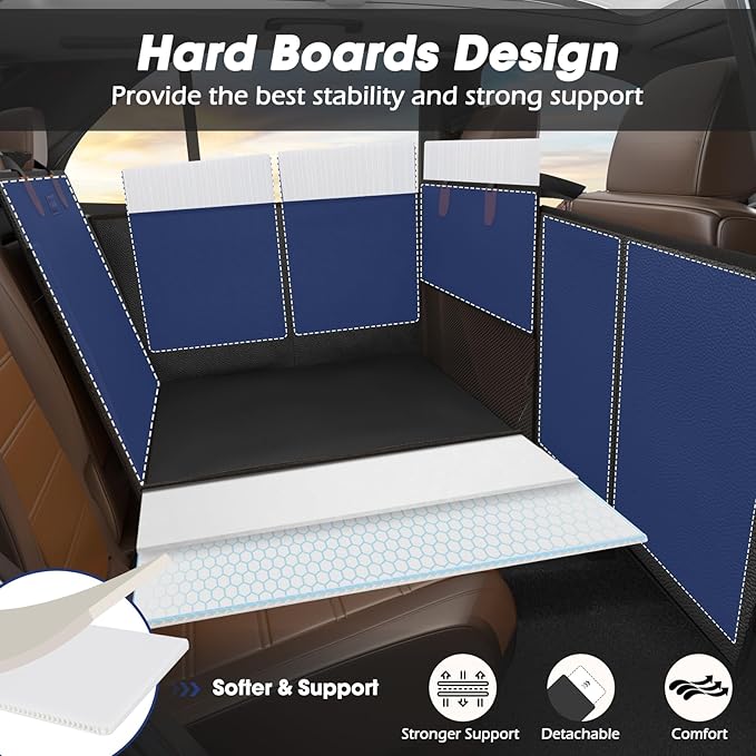 FURTIME Large Dog Car Seat, Upgraded PU Leather Back Seat Extender with Hard Bottom, Waterproof Pet Car Seat Cover for Medium Sized Dog, Pet Hammock for Cars, SUVs, Trucks