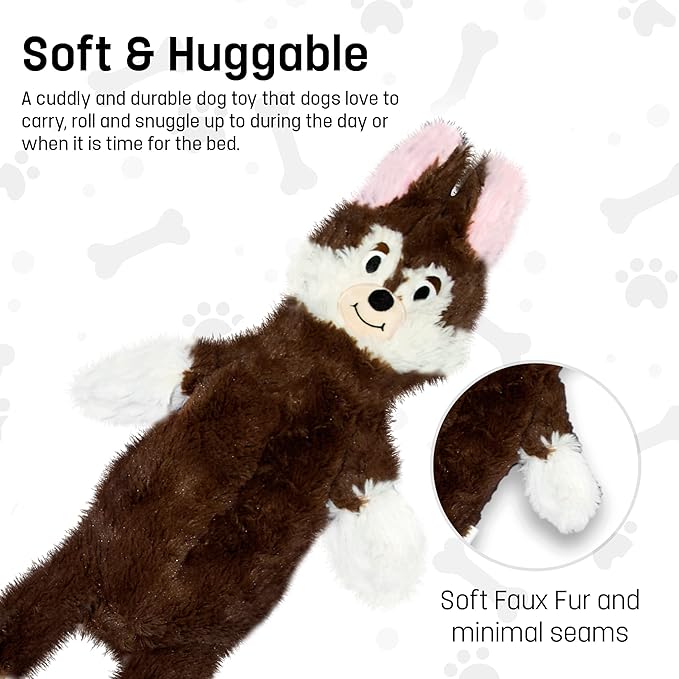 FGA MARKETPLACE Fox Flat NO Stuffing NO Squeak Plush Dog Toy, Funny Style Will Entertain Your Pet for Hours, Recommended for Small and Medium Dog 21 INCH Long