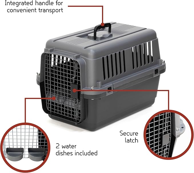 SportPet Designs Plastic Airline Approved Kennels Wire Door Travel Dog Crate, Small (No Wheels)