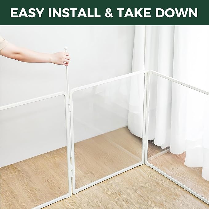 FXW Pawadise Acrylic & Wire Mesh Indoor Dog Playpen, Heavy Duty 24 Inch 8 Panels Metal Dog Pen for Puppy and Small Dogs, White│Patented