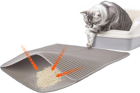 VEVOR Cat Litter Mat, 30 x 24 in, Double-Layer Litter Box Mat, Non-Slip & Urine-Proof Litter-Trapping Mats for Indoor Cats, Honeycomb Design, Soft on Paws, Washable Large Kitty Mats for Floor