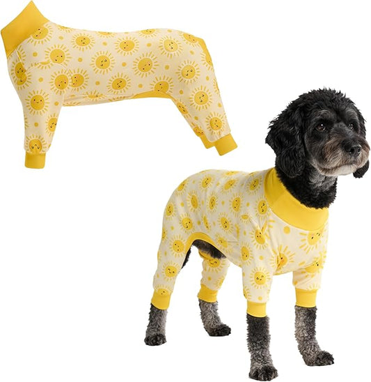 Spark Paws Dog Pajama, Dog Recovery Suit Male, Onesie, Ultra-Soft and 4-Way Stretch, for Small Medium and Large Breeds - Sunshine - XXL