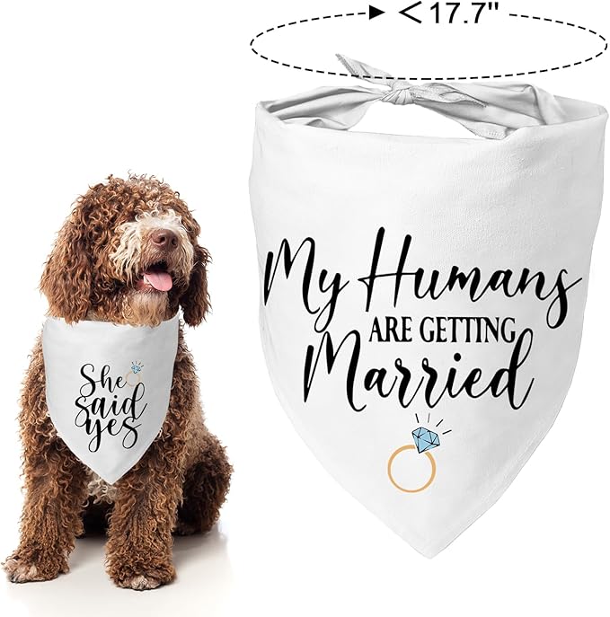 2 Packs My Humans are Getting Married She Said Yes Bandana for Wedding Engagement Photos, Bridal Shower Gift,Dog Wedding Outfit, Dog Engagement Announcement, Engagement Gifts