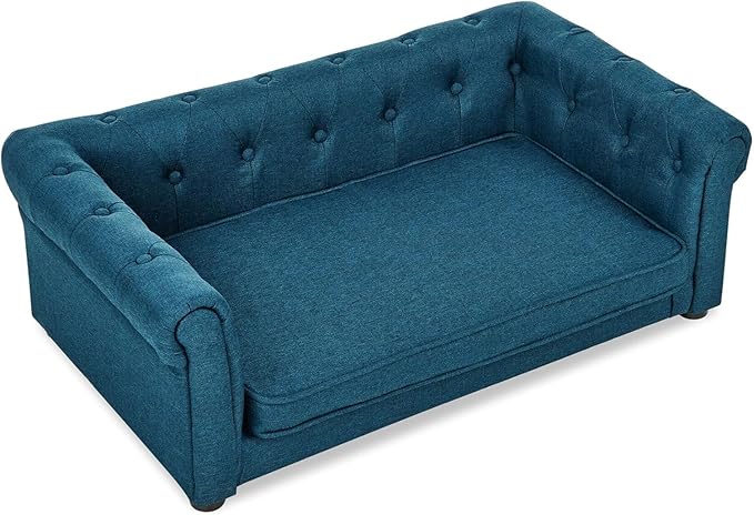 Dog Sofa Couch for Medium Dogs, 31" Memory Foam Dog Couch with Washable Fabric, Removable Cushion, Sofa Bed for Medium Dogs, Blue