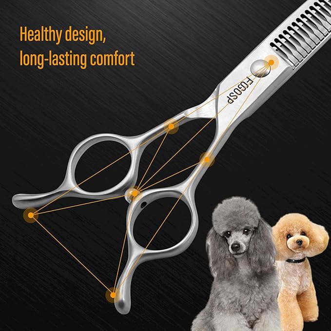 Magic Curved Chunkers Dog Grooming Scissors Professional 7'' Pointy-tongued Curved Fluffer Thinning Shears for Pet Cat 70% Thinning Rate Japan Alloy Steel 37 Teeth