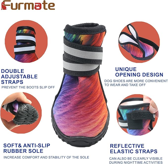 Dog Shoes for Small Medium Large Dogs,Neoprene Dog Booties & Paw Protectors for Hiking Hot Pavement Hardwood Floors,Quick-Drying Fabric Dog Boots W/Perforated Soles for Flowing Water (Red-1)