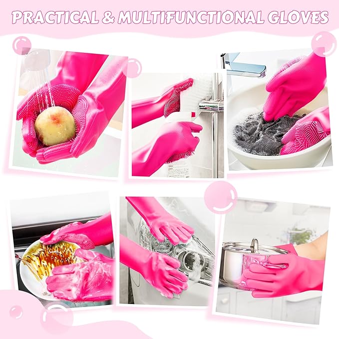 Pecute Pet Grooming Gloves Large, Heat Resistant Dog Washing Gloves with High-Density Teeth, Silicone Cat Dog Bathing Gloves with Enhanced Five Finger Design, for Washing Bathing Massaging