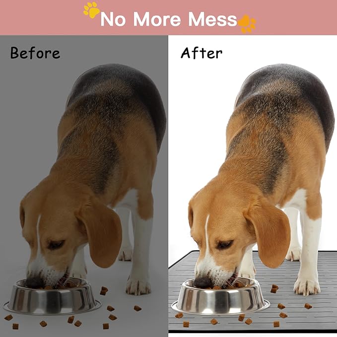 Largest Dog Food Mat, 39.5"x29.5" Silicone Dog and Cat Mat for Food and Water Bowls, Thinken Waterproof Non-Slip XXXL Pet Feeding Mat for Floors (Grayish Green)