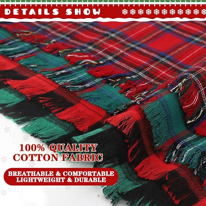 KOOLTAIL Christmas Plaid Dog Bandana 4 Pack - Classic Triangle Scarf Tassels Style Holiday for Dogs Cats Puppy