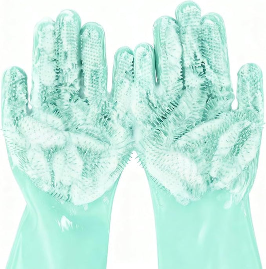 Pecute Large Pet Grooming Gloves with Heat-Resistant, High-Density Silicone Teeth for Washing, Massaging, and Enhanced Five Finger Design