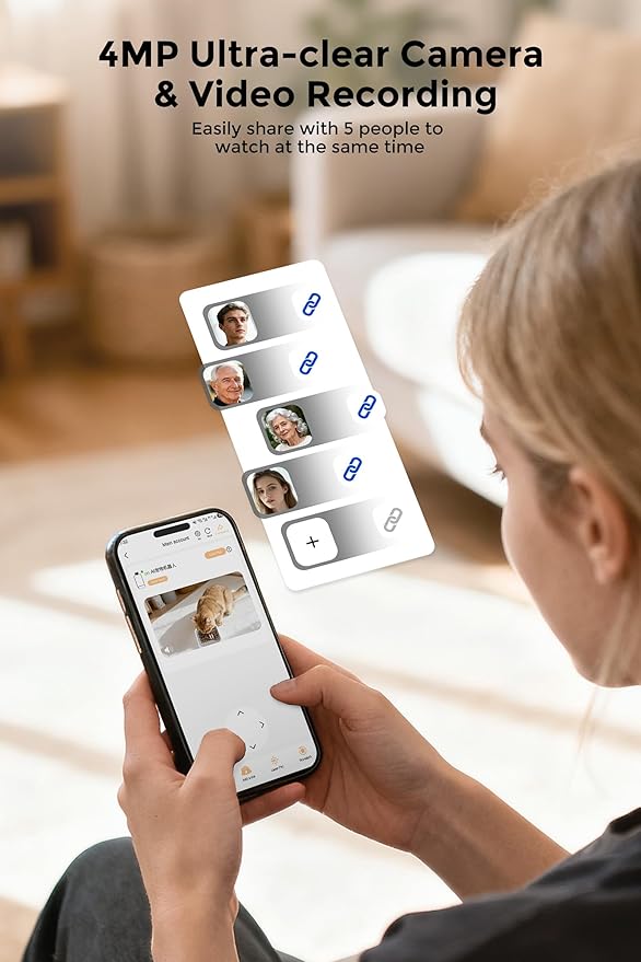 Teendow XLY-M1 Automatic Cat Feeder with Camera, 3.5L Cat Food Dispenser, AI Subscription Pet Feeder 4MP HD Video with Night Vision Timed Feeding Dry Food for Cat & Dog APP Control 5G WiFi