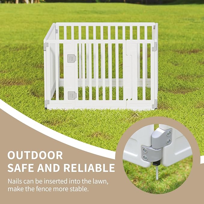 Pet Playpen with Door Dog Playpen Foldable Puppy Playpen for Puppies and Small Dogs 4-Panels Easy Assemble Easy Storing for Indoor and Outdoor, Garden Fence, Garden Border Fence (4 Panels)
