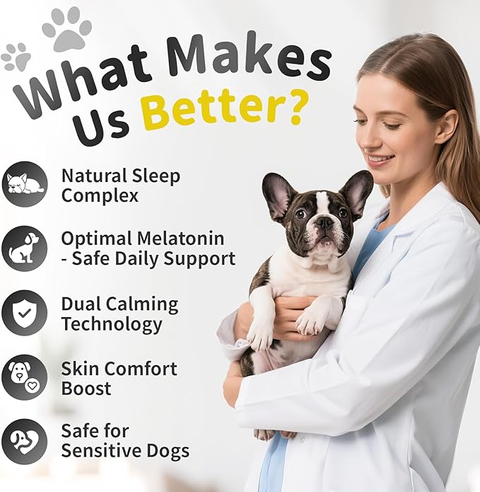 Melatonin for Dogs, Calming Chews with Valerian Root & L-Theanine for Sleep Aid & Emotional Support, Calming Treats for Stress Anxiety Relief - Thunder, Fireworks, Barking, Bacon Flavor, 90Ct