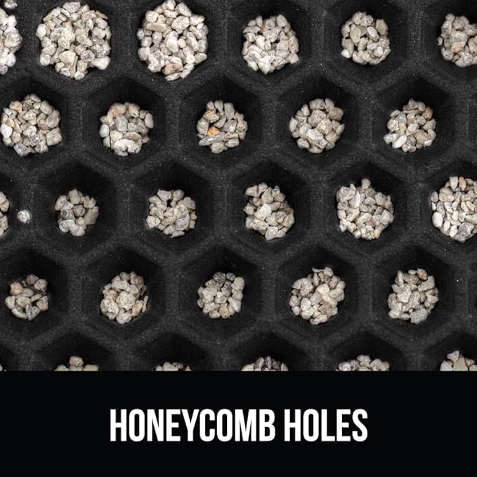 GORILLA GRIP Honeycomb Cat Litter Box Mat, 35x24 Two Layer Trapping Waste Mats, Soft On Paws, Litter Box Supplies and Essentials for Indoor Cats, Traps Excess, Water Resistant for Floors, Black