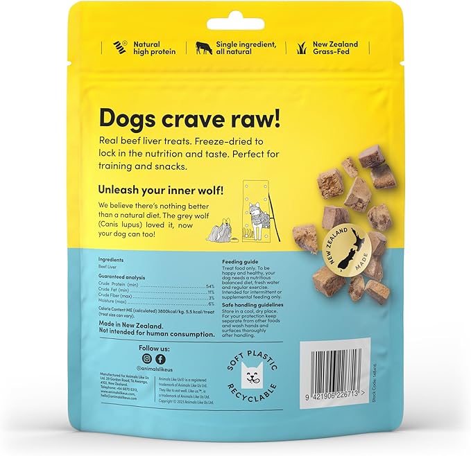 Premium Dog Treats, Freeze-Dried Raw 100% Grass-Fed Beef Liver, Single Ingredient, Protein Rich, Non-GMO, No Wheat or Corn, 3 oz