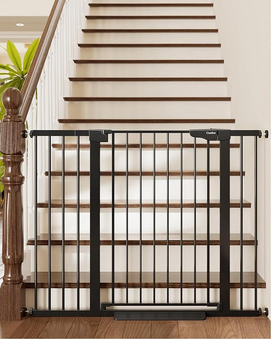 Cumbor 36" Extra Tall Baby Gate for Stairs, 29.7-48" Wide Dog Gate for Doorways, Pressure Mounted Auto-Close Pets Gates for Dogs Indoor, Durable Safety Child Gate, Mom's Choice Awards Winner, Black