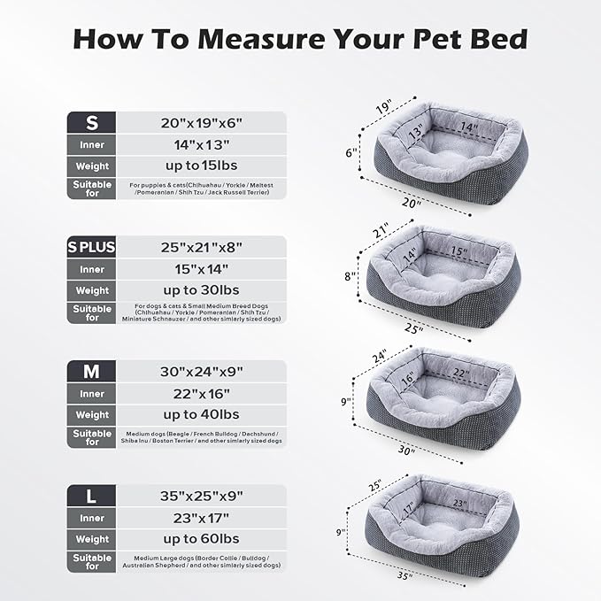 INVENHO Small Dog Bed Orthopedic Warming Soft Calming Sleeping Durable with Anti-Slip Bottom
