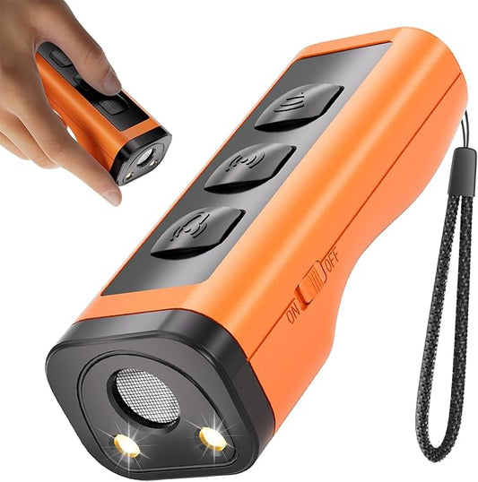 2 Pack Dog Bark Deterrent Devices Rechargeable Anti-Barking Device for Dogs 50ft Long Range Ultrasonic Correct Your Dog's Bad Behavior at The Push of aButton Better Than Shock Collars