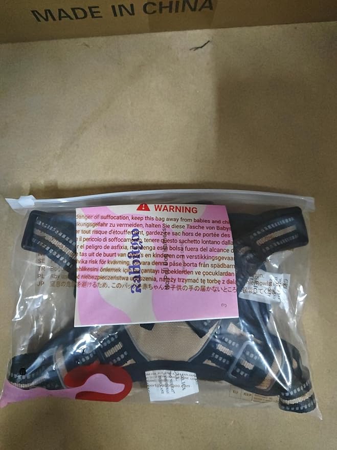 rabbitgoo Dog Harness No Pull with 2 Leash Clips, Adjustable Soft Padded, Reflective Oxford No Choke Pet Vest with Easy Control Handle for Large Dogs, Beige, XL