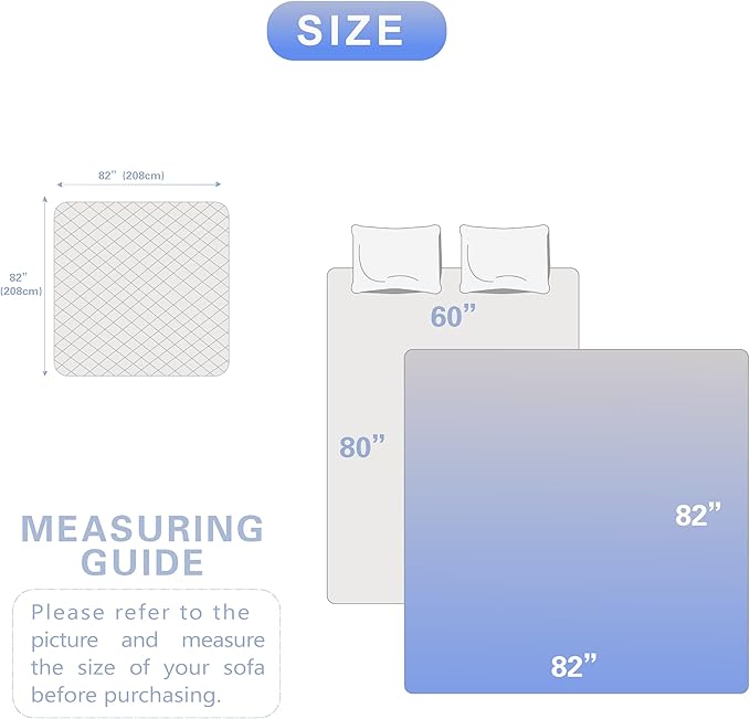 Dogs/Cats Bed Mats, Dog Pad Washable Removable Couch Cover with Anti-Slip Back, Plush Long Fur Mat, Perfect for Small, Medium and Large Dogs.(Navy Blue, 82"x82")