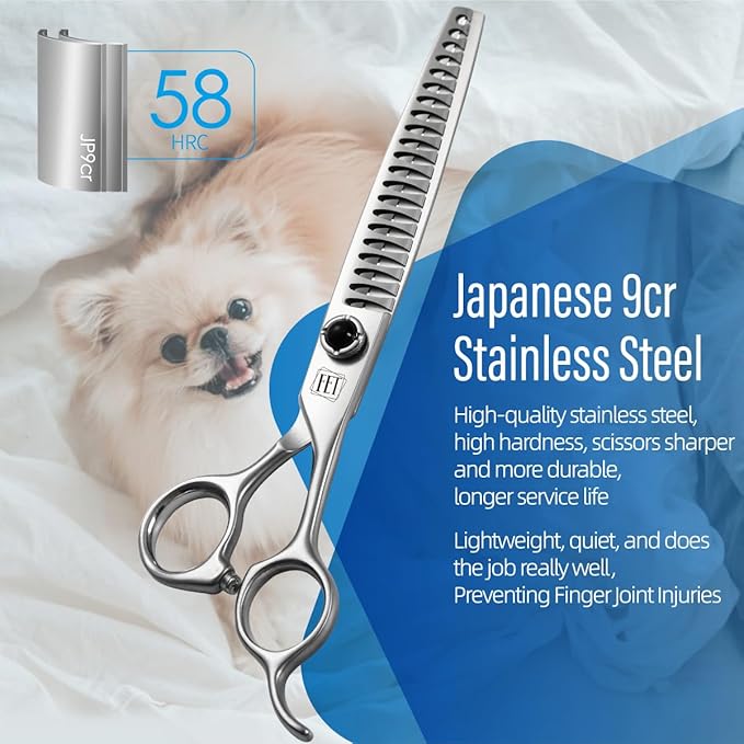 Dog Grooming Scissors: 7 inch Pet Chunker Shears Made Of Japanese 9CR Advanced Stainless Steel Professional Grooming Scissors for Dogs Cats and Other Pets