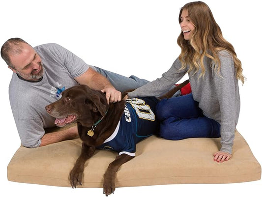 Pet Support Systems Orthopedic Dog Bed - Gel Memory Foam Pet Bed, Luxury Washable Dog Bed for Sleeping and Support (Removable Cover, XX-Large Tan Dog Bed)
