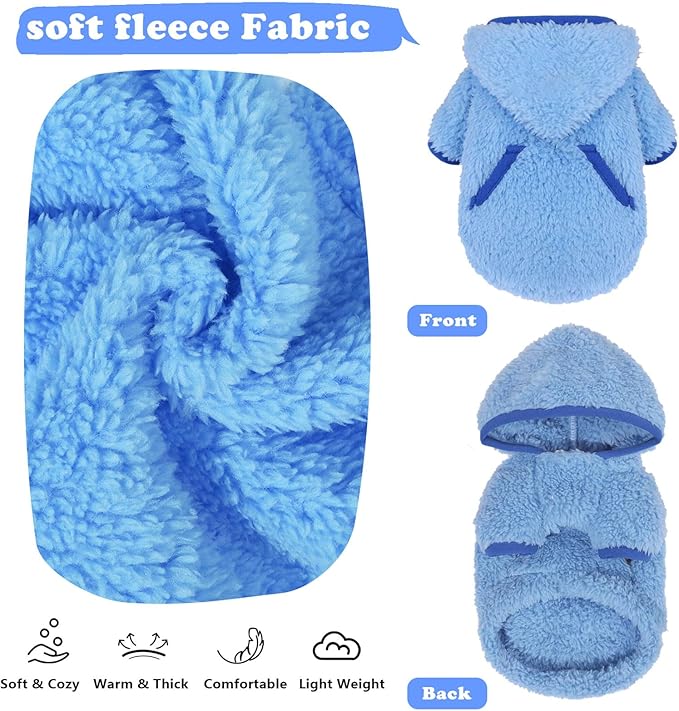 Dog Sweater Dog Winter Clothes for Small Dogs Boy Girl Pet Hoodies Puppy Cold Weather Coats Fall Doggie Sweatshirt for Chihuahua Yorkie Cat Sweater Costumes (Blue, X-Small)