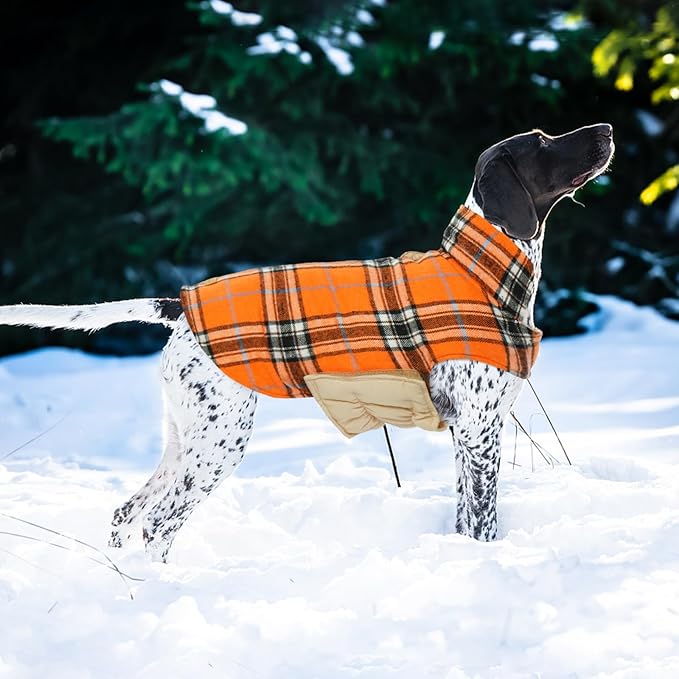 Kuoser Warm Dog Coat, Waterproof Dog Coats for X-Small Dogs, Adjustable Durable Doggie Winter Jacket Reversible Cozy Puppy Cold Weather Apparel from Small to Large Breed, Orange XS