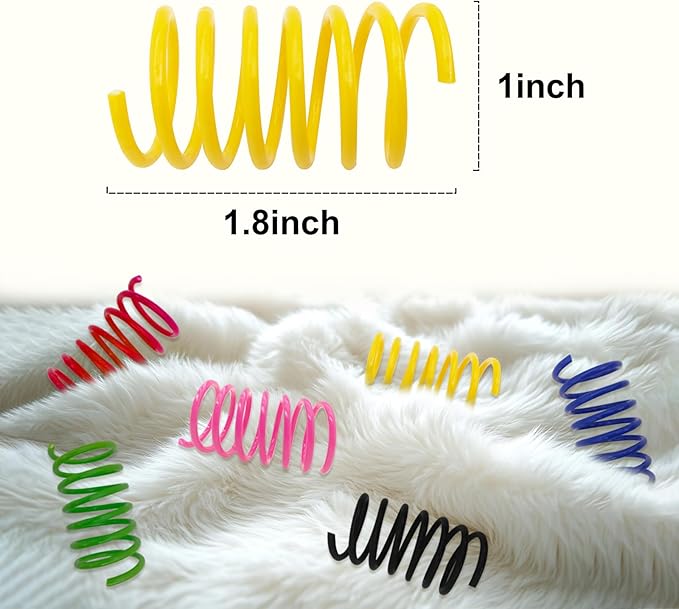 AGYM Colorful Plastic Spring Cat Toys, 60 Pack Spiral Springs for Indoor Cats to Swat, Bite, Hunt, Interactive Toys for Cats and Kittens