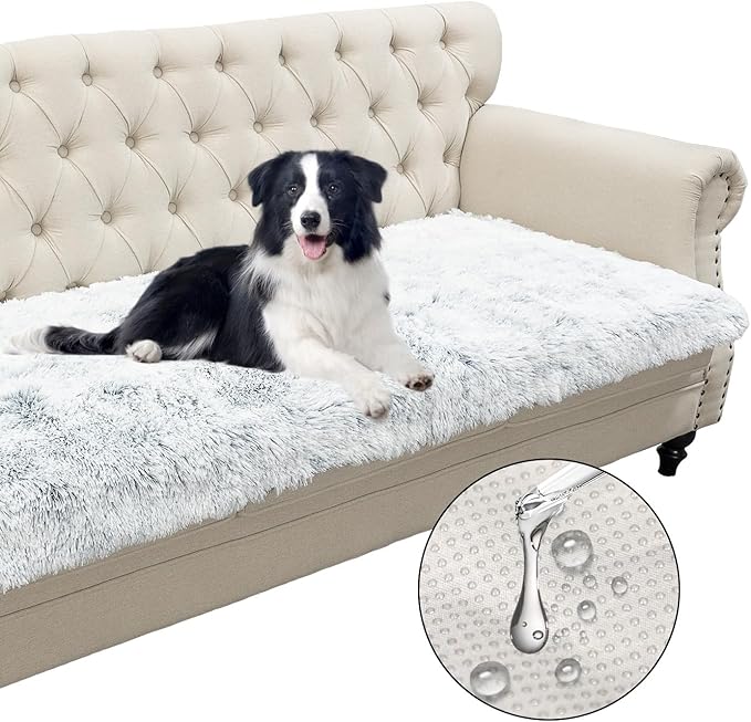 Dogs/Cats Bed Mats, Dog Pad Washable Removable Couch Cover with Anti-Slip Back, Plush Long Fur Mat, Perfect for Small, Medium and Large Dogs.(Magic Gray, 30"x80")