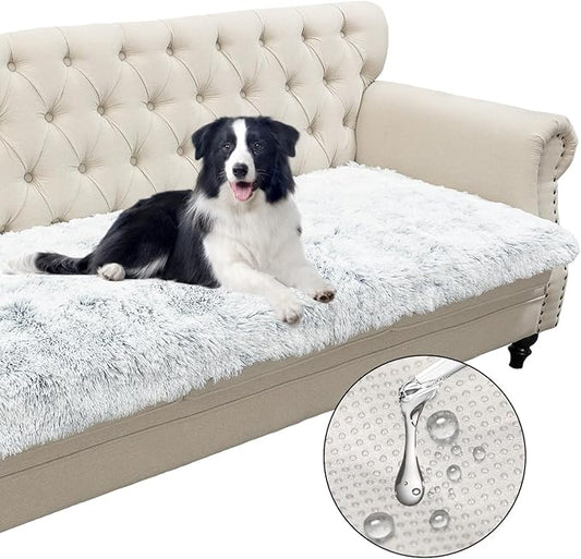 Dogs/Cats Bed Mats, Dog Pad Washable Removable Couch Cover with Anti-Slip Back, Plush Long Fur Mat, Perfect for Small, Medium and Large Dogs.(Magic Gray, 30"x80")