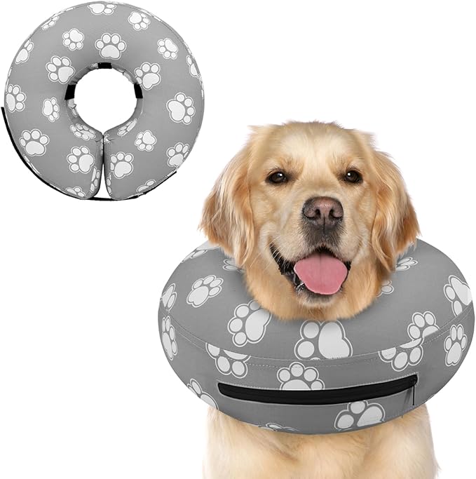 Supet Inflatable Dog Cone Collar Alternative After Surgery, Dog Neck Donut Collar Recovery E Collar, Soft Pet Cone for Small Medium Large Dogs