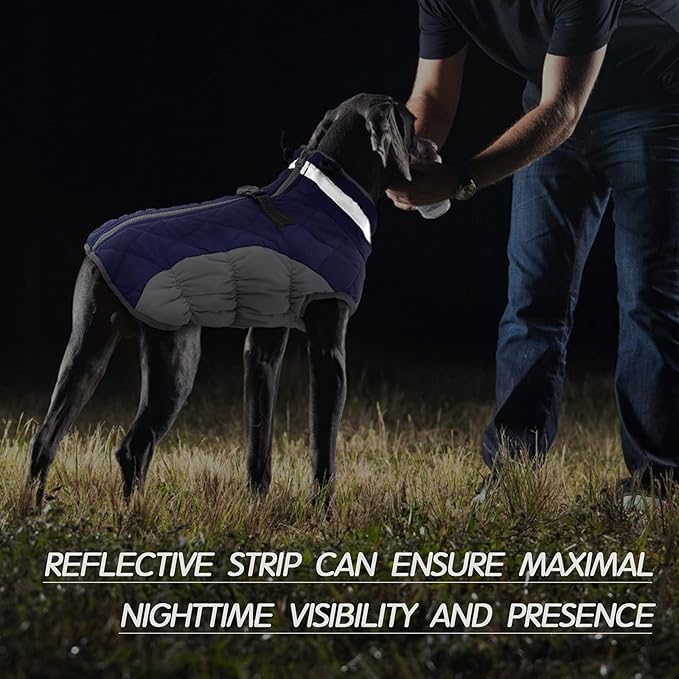 FUAMEY Dog Coat for Small Dogs,Waterproof Dog Winter Jacket with Harness Built in Puppy Cold Weather Coats Reflective Pet Vest with Zipper Warm Fleece Dogs Snowsuit Windproof Blue XS