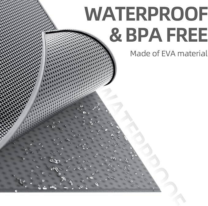 ESTHELLO Cat Litter Mat Large, Cat Litter Trapping Mat, Honeycomb Double Layer Design, Easy to Clean,Washable (30’’ x 24’’ Gray