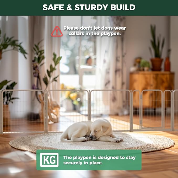 FXW Homeplus Unleashed Indoor Dog Playpen - Stress-Free and Safe Play, Heavy Duty 24 Inch 12 Panels Dog Pen for Puppy and Small Dogs, White│Patented