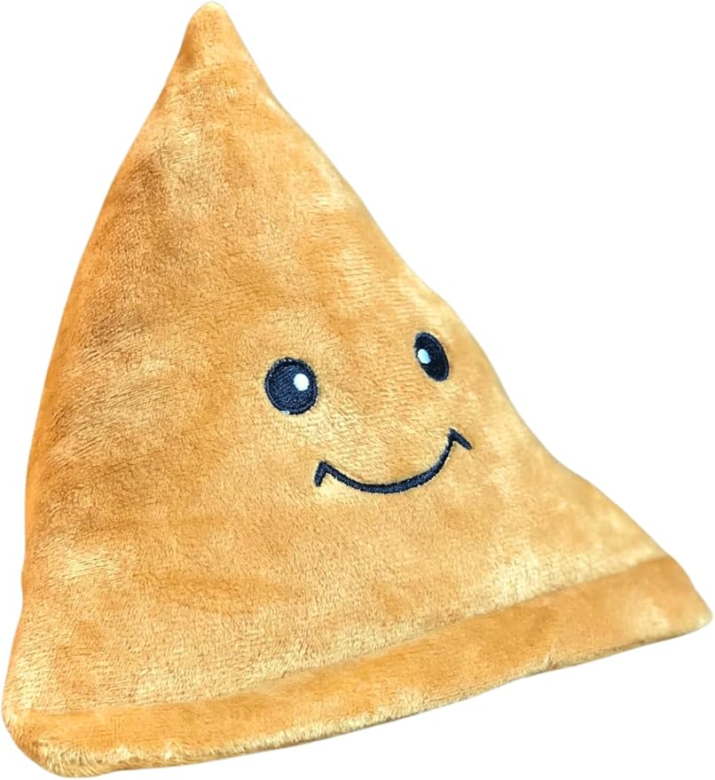 Samosa Plush Dog Toy – Crinkle & Squeaky Interactive Toy for Small to Large Dogs – Soft Desi Food-Inspired Chew Toy for Aggressive Chewers, Puppies & Pet Gifting