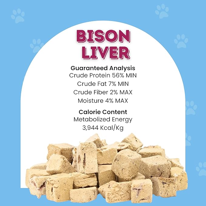hotspot pets Freeze Dried Bison Liver Treats for Cats & Dogs - 1 Pound Big Bag,Made in USA, Single Ingredient All Natural, Grain-Free Bison Liver - Perfect for Training, Topper or Snack