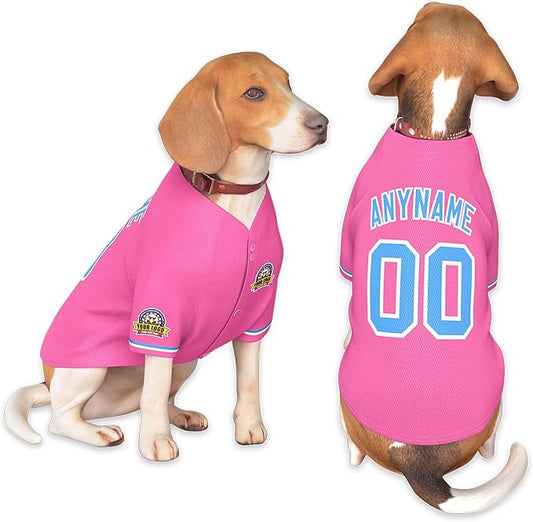 Custom Dog Baseball Jersey with Name Number Logo for Small Pet Dogs-Personalized Dog Shirts