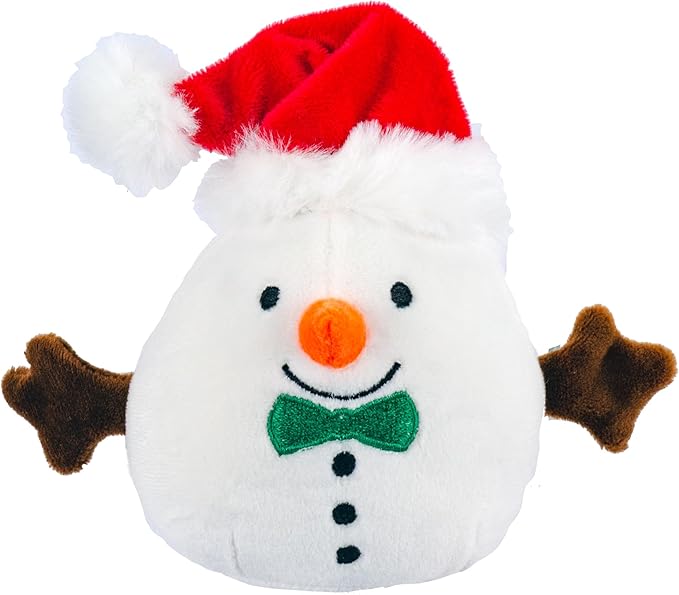 Giftable World Holiday Plush Pet Toy Fun for Christmas Designs with Squeaker Dog Chew Toy (3.5" Christmas Friends w/Squeaker)