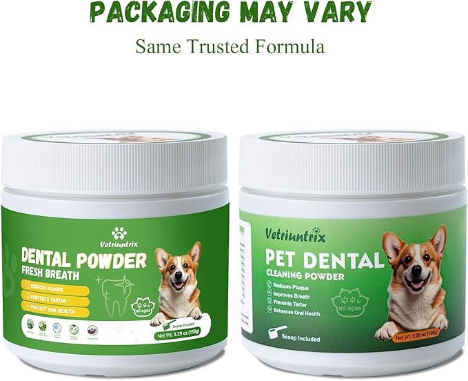 Dog Teeth Cleaning Powder, Dog Dental Powder for Teeth Cleaning and Dog Breath Fresh for Dogs with Probiotic & Tartar Remover, Plaque Off Dog Tooth Cleaning 150g