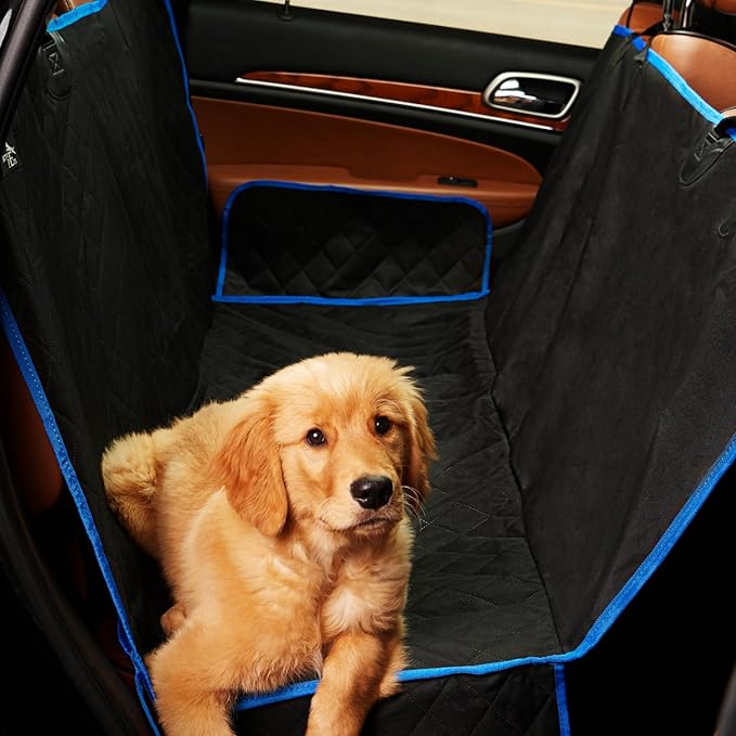 Active Pets Blue Standard Dog Car Hammock Back Seat Cover, Waterproof Backseat Cover Protector for Truck Bench Rear of Sedans or SUVs, Essential Pet Supplies Vacuum or Wipe Clean, Machine Washable