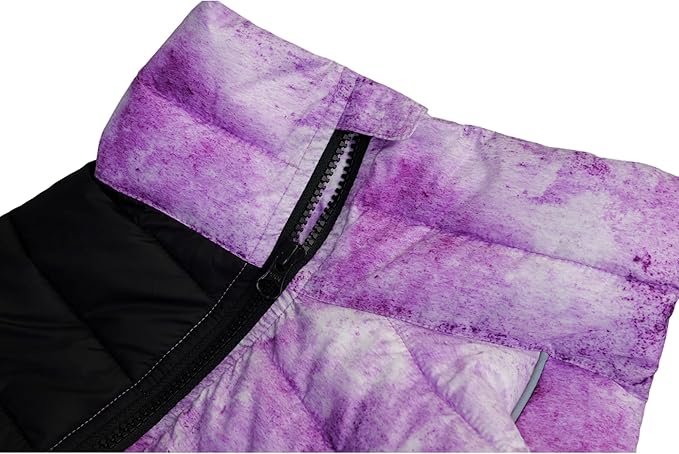 Micai Dog Jacket, 4-Legs Covered Waterproof Windproof Reflective Warm Vest, Zippered Adjustable Outdoor Dog Snow Jacket for Small to XXL Dogs-Purple