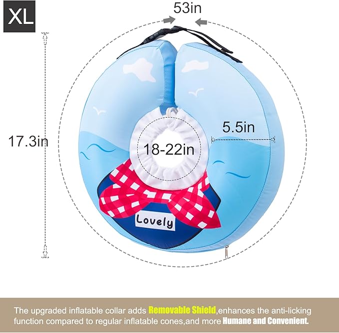Inflatable Dog Cone Collar,Waterproof Soft Dog Donut Cone for Large Medium Small Dogs Cats, Recovery Pet E-Collar Alternatives After Surgery (Tie Red, X-Large)