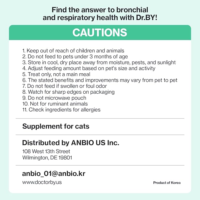 Dr.by Cat Breath Bronchial Supplements Cat Sneezing Treatment Asthma Cold Cough Nose Relief Respiratory&Immune Support with TF-343-30 lickable Formula Individually Packaged, Chicken (1 Pack (8.5OZ))
