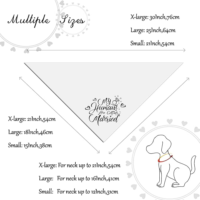 Engagement Gift for Couples Dog Bandana, My Humans are Getting Married Dog Bandanas,Wedding Party Triangle Scarf for Medium to Large Breed Dogs, 1 Pack 2 Pattern Reversible(Large)