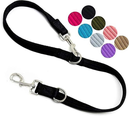 Double Ended Dog Leash,for Obedience Training Easy to Use,Lightweight,Soft for Large and Medium Dogs (Black, 1M*2.5CM)