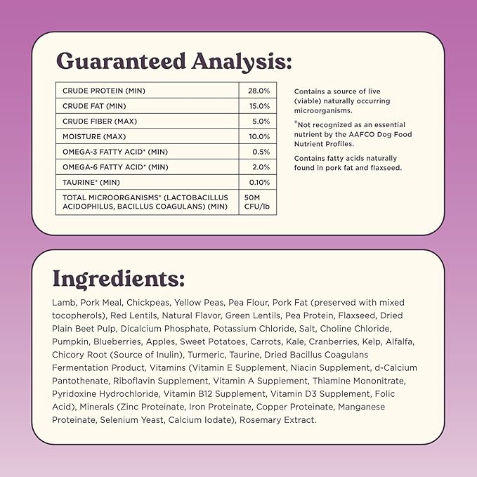 Bundle x Joy Grass-Fed Lamb Dog Food 12lb Bag with Added Probioitics, Poultry-Free, Digestive Gut Health, No Chicken or Beef, Made in USA