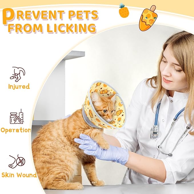 Cat Cone Collar Soft to Stop Licking, Adjustable, Foldable Lightweight Kitten Cones After Surgery Recovery for Cats & Kittens, Cat Cone Alternative (Orange, M)
